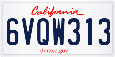 CA license plate 6VQW313