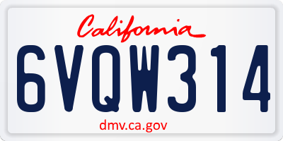 CA license plate 6VQW314