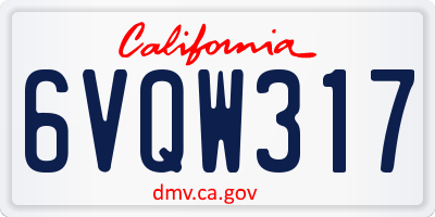 CA license plate 6VQW317