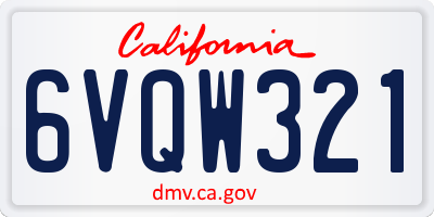 CA license plate 6VQW321