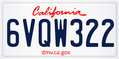 CA license plate 6VQW322