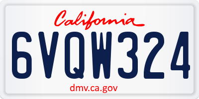 CA license plate 6VQW324