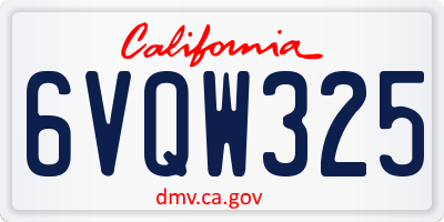 CA license plate 6VQW325