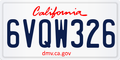 CA license plate 6VQW326