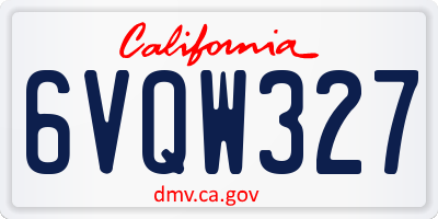 CA license plate 6VQW327