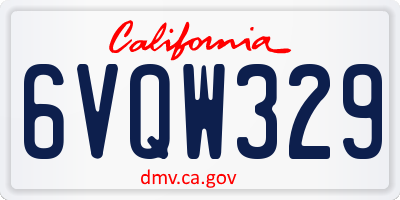 CA license plate 6VQW329