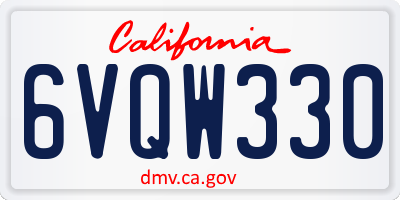CA license plate 6VQW330