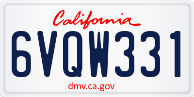 CA license plate 6VQW331