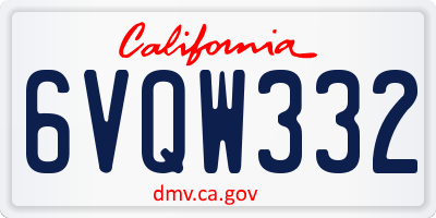CA license plate 6VQW332