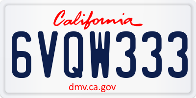 CA license plate 6VQW333