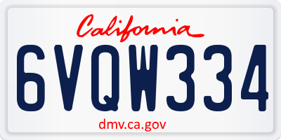 CA license plate 6VQW334