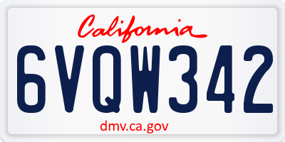 CA license plate 6VQW342