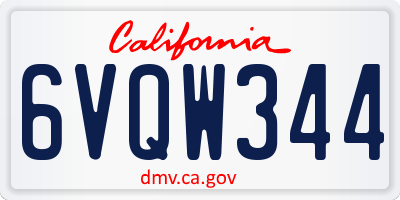 CA license plate 6VQW344
