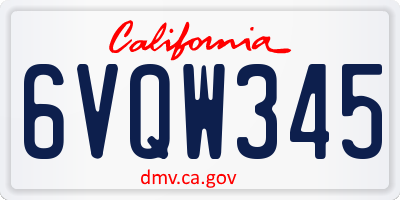 CA license plate 6VQW345