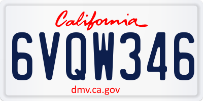CA license plate 6VQW346
