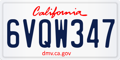 CA license plate 6VQW347