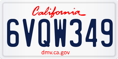 CA license plate 6VQW349