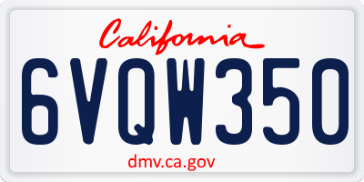 CA license plate 6VQW350