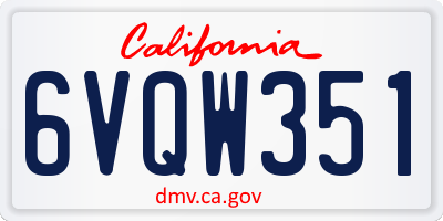 CA license plate 6VQW351