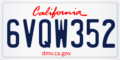 CA license plate 6VQW352