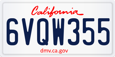 CA license plate 6VQW355