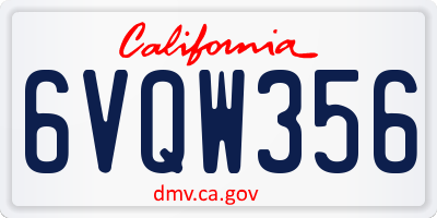 CA license plate 6VQW356