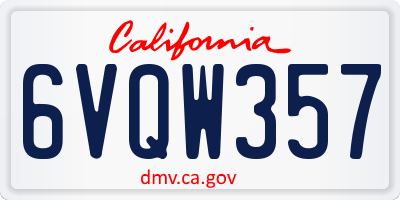 CA license plate 6VQW357