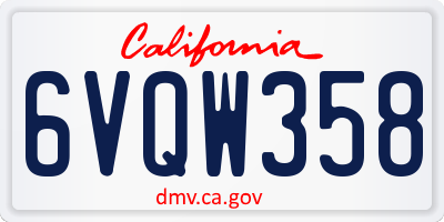 CA license plate 6VQW358