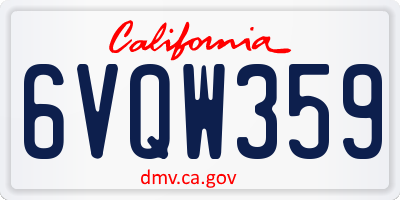 CA license plate 6VQW359