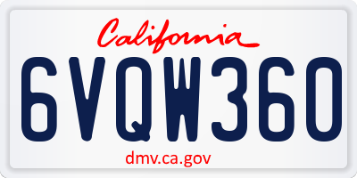 CA license plate 6VQW360