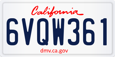 CA license plate 6VQW361