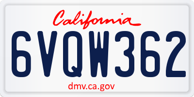 CA license plate 6VQW362
