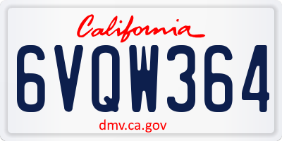 CA license plate 6VQW364