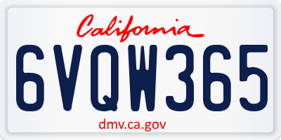 CA license plate 6VQW365