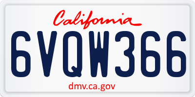 CA license plate 6VQW366