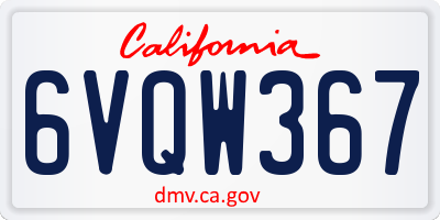 CA license plate 6VQW367