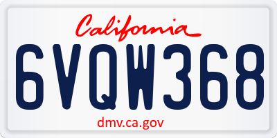 CA license plate 6VQW368