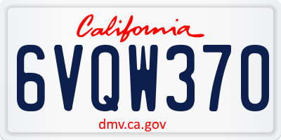 CA license plate 6VQW370