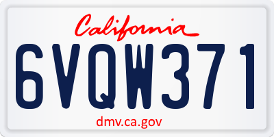 CA license plate 6VQW371
