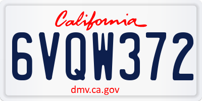 CA license plate 6VQW372