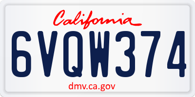 CA license plate 6VQW374