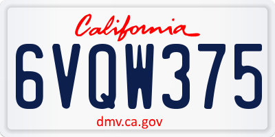 CA license plate 6VQW375