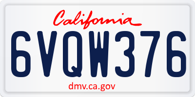 CA license plate 6VQW376