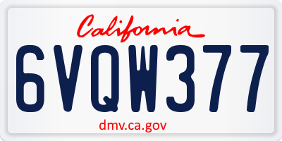 CA license plate 6VQW377