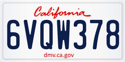 CA license plate 6VQW378