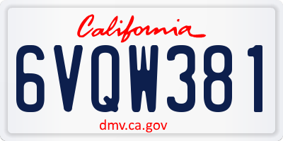 CA license plate 6VQW381