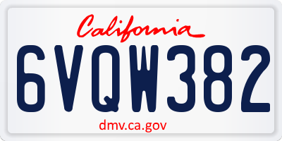 CA license plate 6VQW382