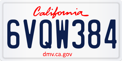 CA license plate 6VQW384