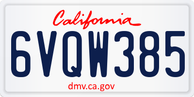 CA license plate 6VQW385