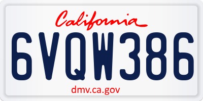 CA license plate 6VQW386